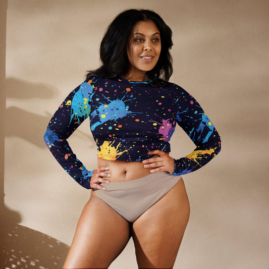 Paint Splatter Long-Sleeve Crop Top - EDMFestieGear.com