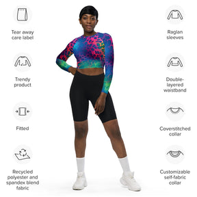 Neon Leopard Long Sleeve Crop Top - EDMFestieGear.com