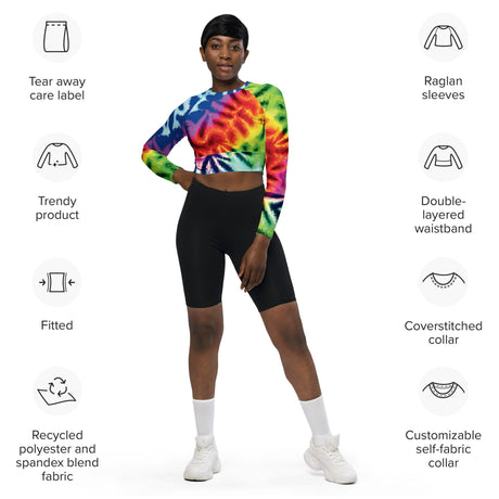 Neon Abstract Long-Sleeve Crop Top for Raves - EDMFestieGear.com