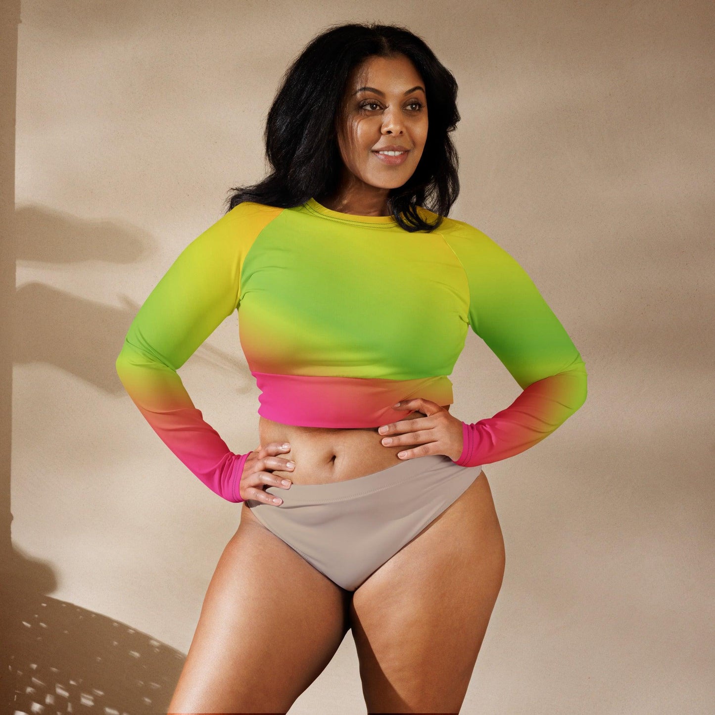 Neon Radiant Long-Sleeve Crop Top for EDM Festivals - EDMFestieGear.com