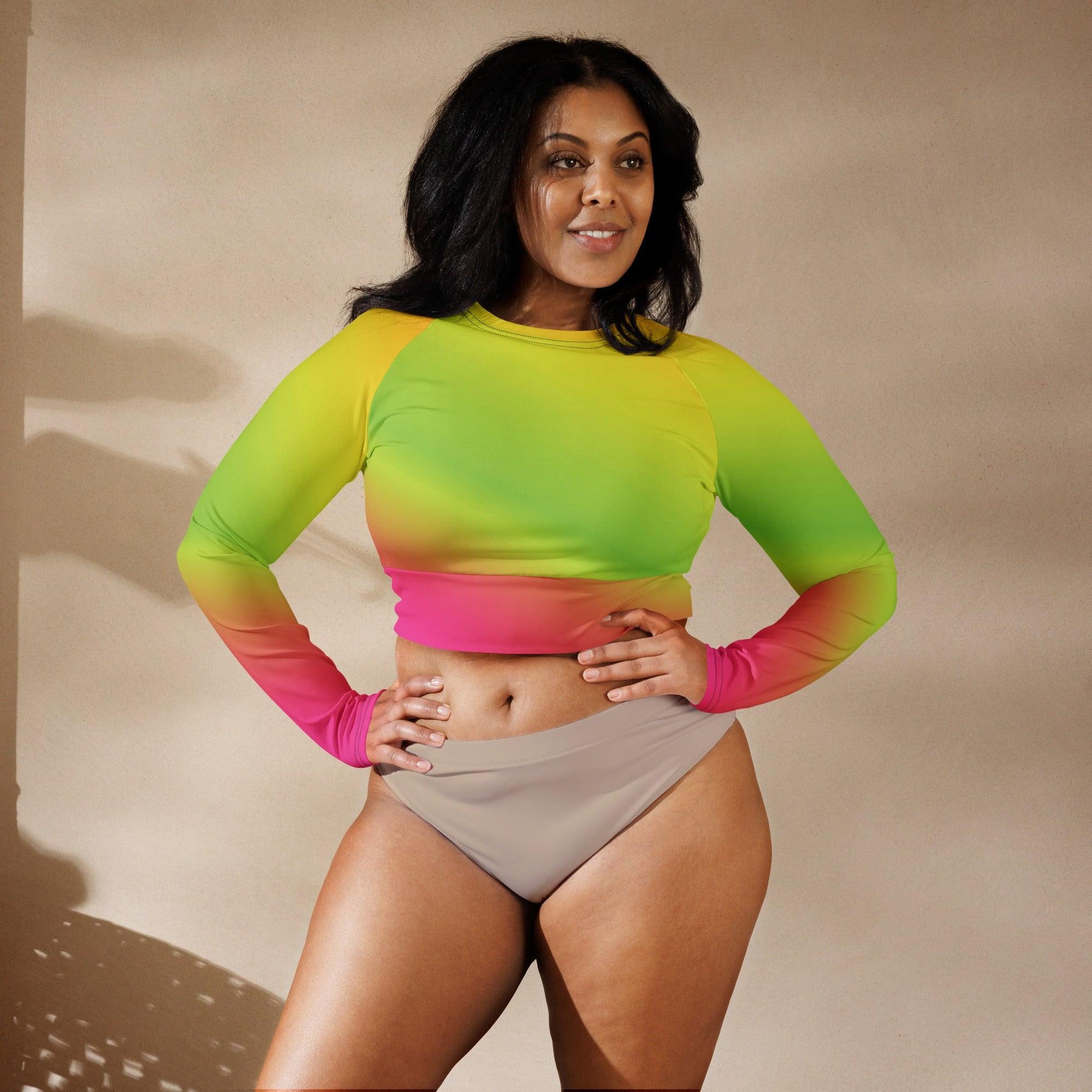 Neon Radiant Long-Sleeve Crop Top for EDM Festivals - EDMFestieGear.com