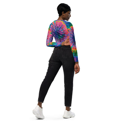 Vibrant Tie-Dye Long-Sleeve Crop Top for Festivals - EDMFestieGear.com