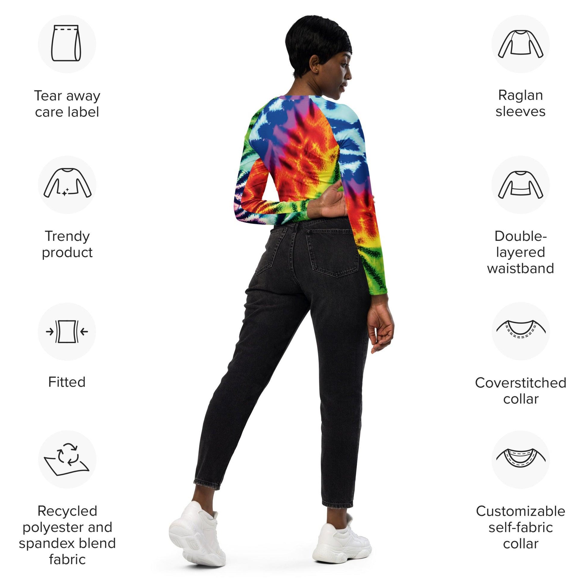 Neon Abstract Long-Sleeve Crop Top for Raves - EDMFestieGear.com