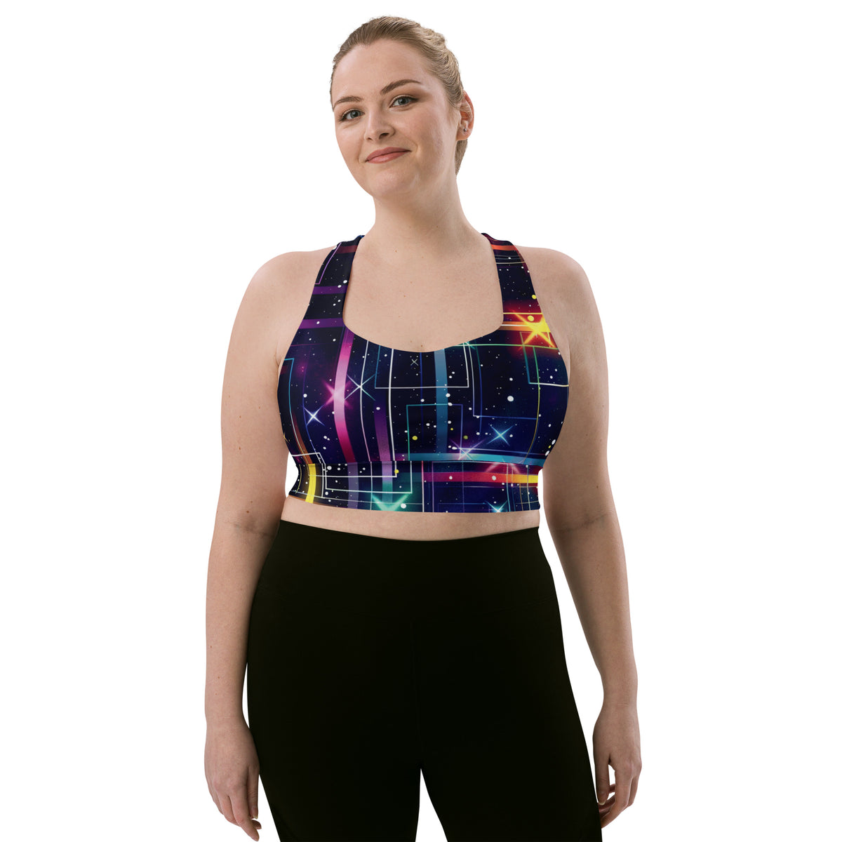Abstract Longline Sports Bra for Raves & Festivals - EDMFestieGear.com