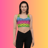 Festival-Ready Rainbow Stripe Longline Sports Bra