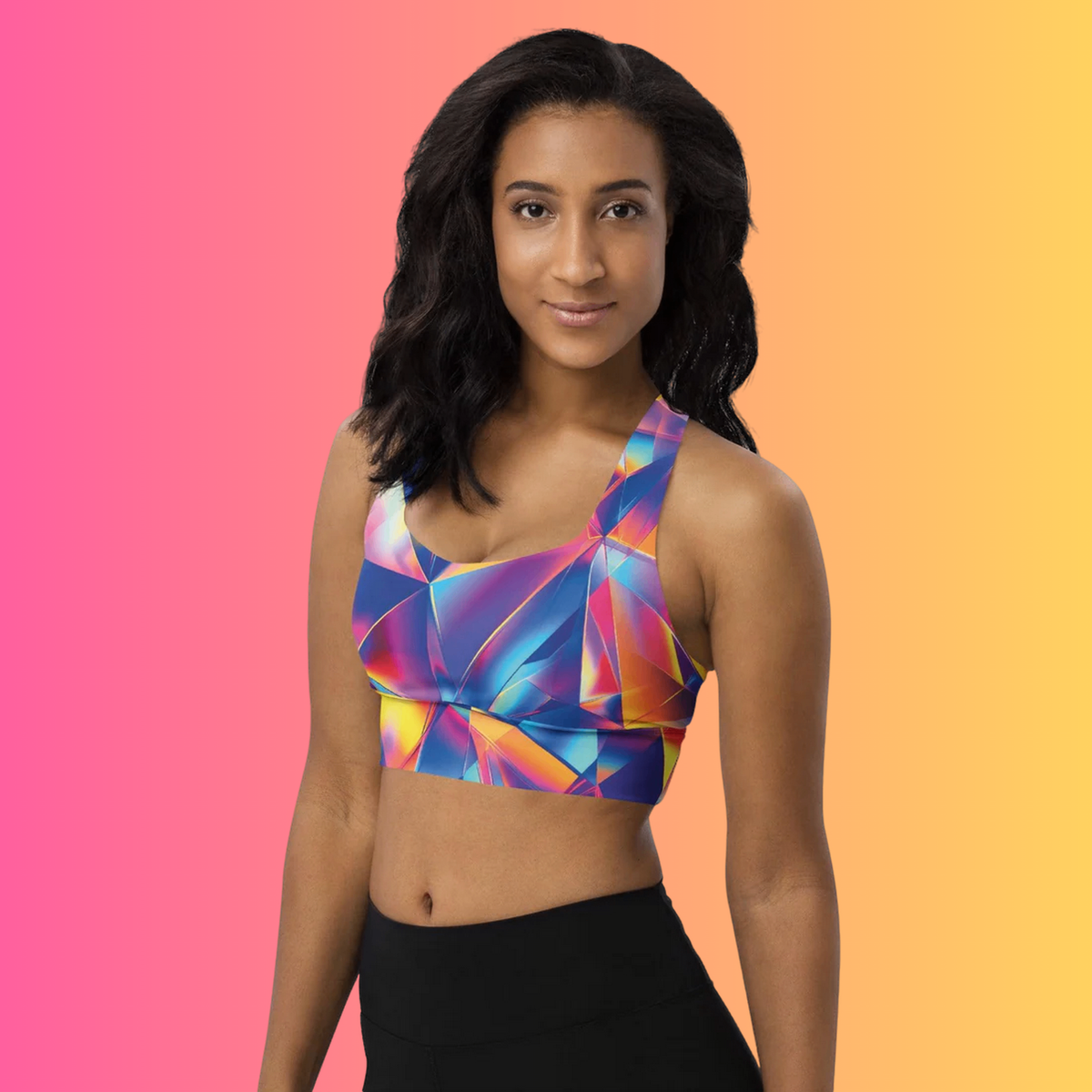 Abstract Longline Sports Bra for EDM Lovers - EDMFestieGear.com
