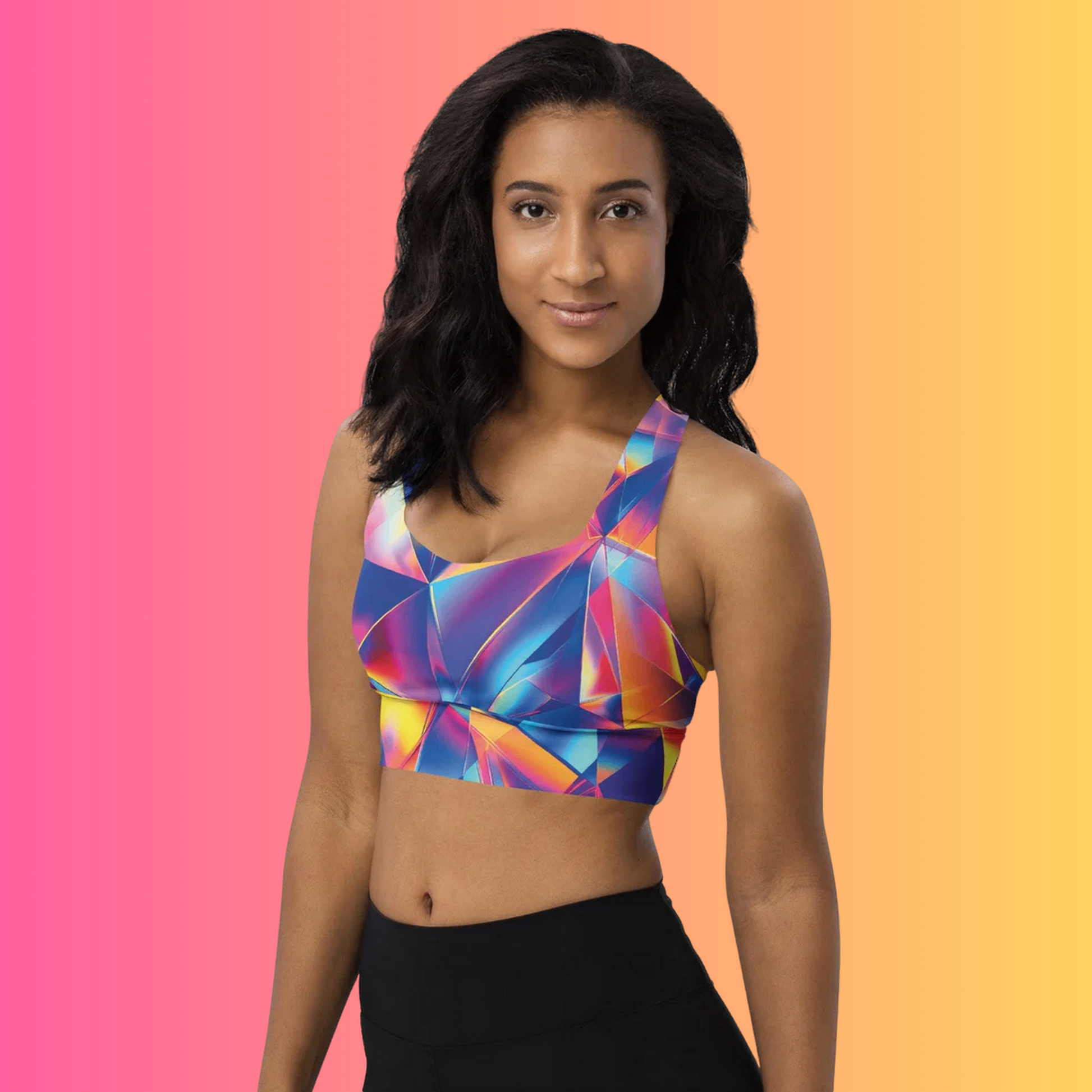 Abstract Longline Sports Bra for EDM Lovers - EDMFestieGear.com