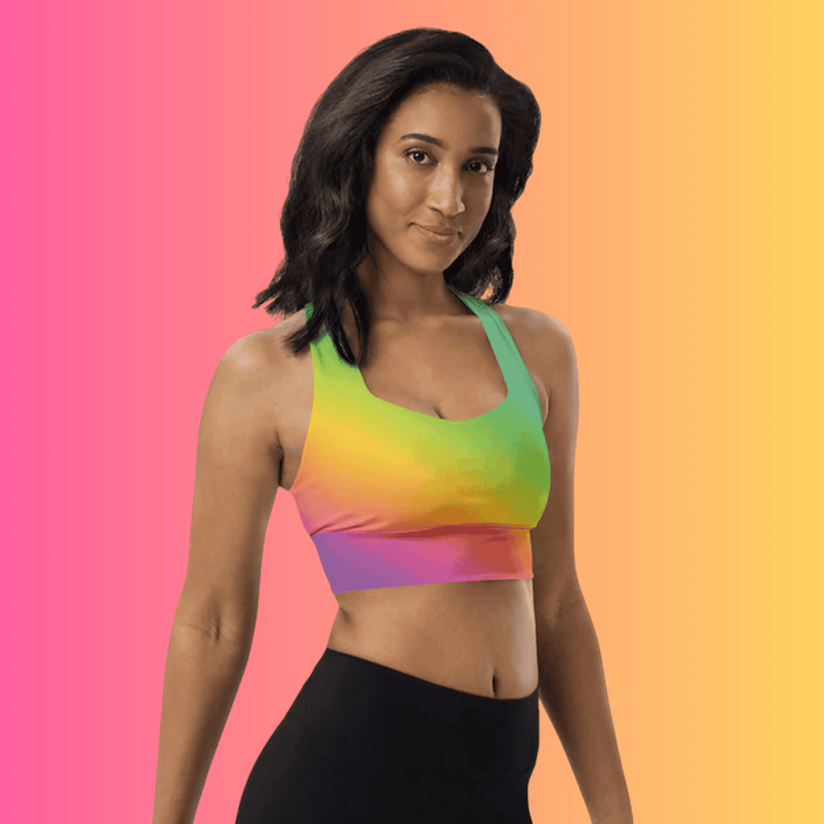 Vibrant Longline Sports Bra for Raves & Festivals