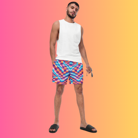 Abstract Rave Swim Shorts - Custom EDM Festival Wear - EDMFestieGear.com