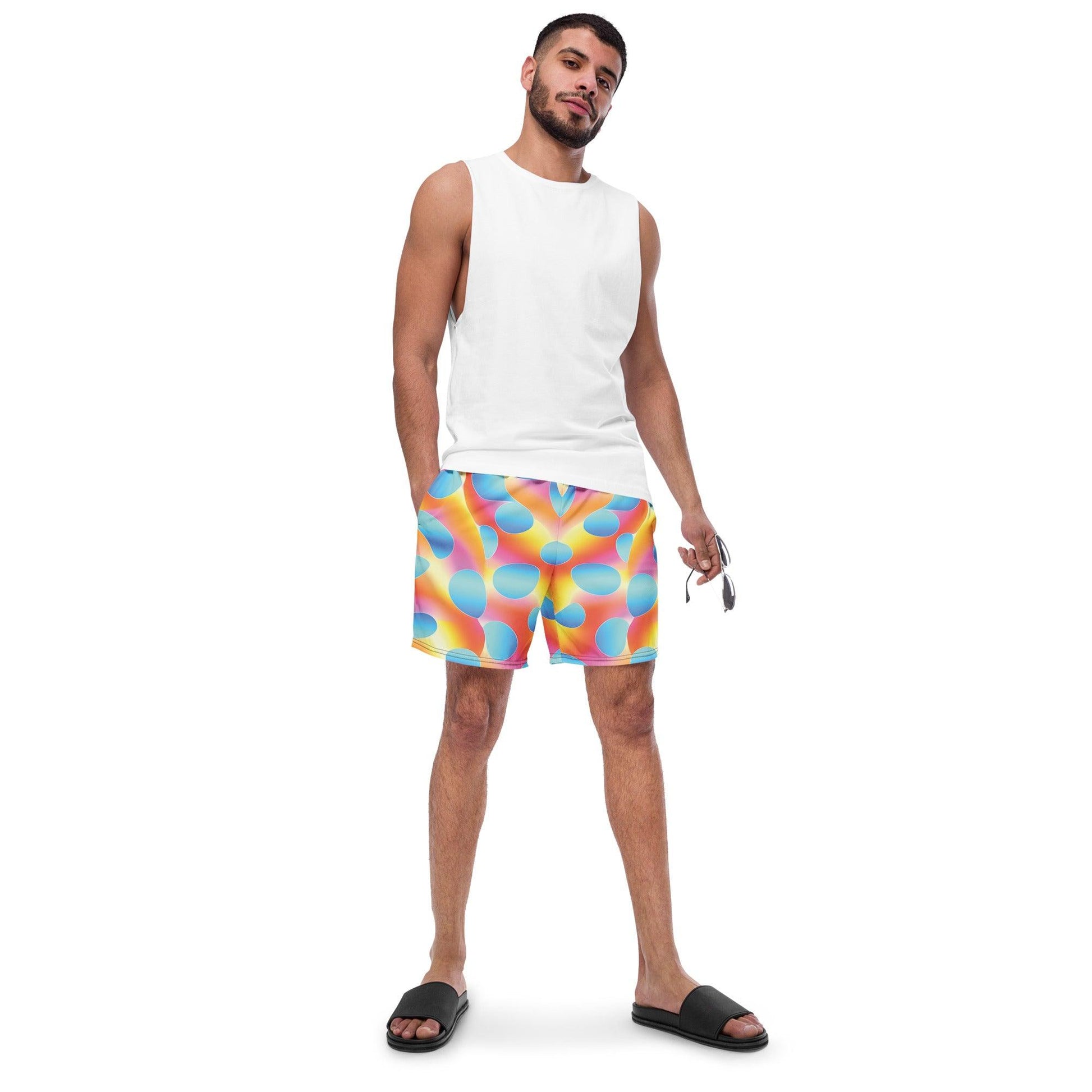Vibrant Abstract Rave Swim Shorts for Festivals - EDMFestieGear.com