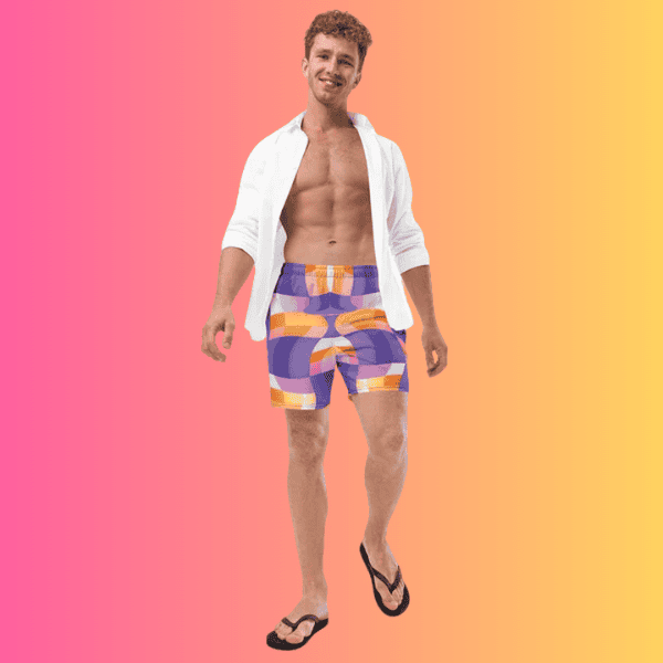 Vibrant Abstract Swim Shorts for Raves and Festivals