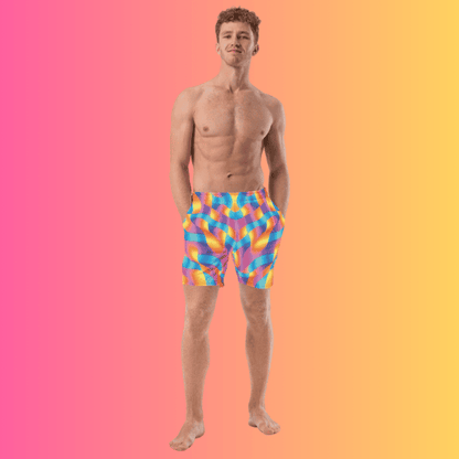 Vibrant Abstract Swim Shorts for Raves & Festivals