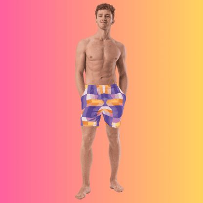 Vibrant Abstract Swim Shorts for Raves and Festivals