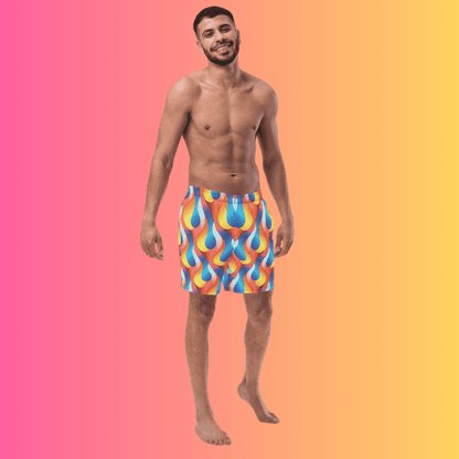 Vibrant Abstract Swim Shorts for EDM Festivals & Raves