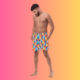 Vibrant Abstract Swim Shorts for EDM Festivals & Raves