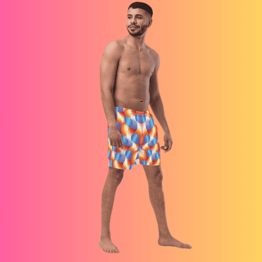 Eco-Friendly Abstract Swim Shorts for EDM Festivals