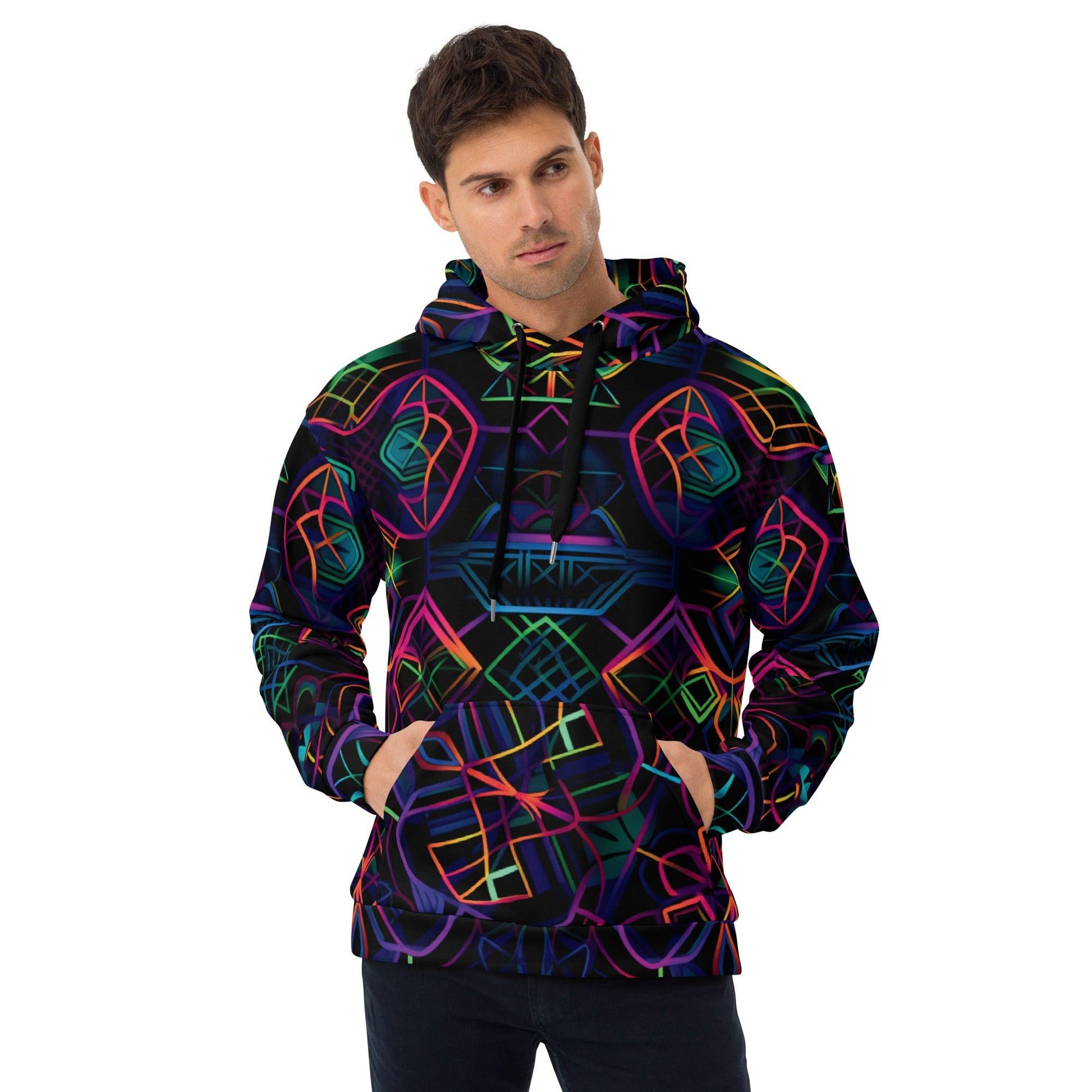 Neon Geometric Unisex Hoodie for Raves - EDMFestieGear.com