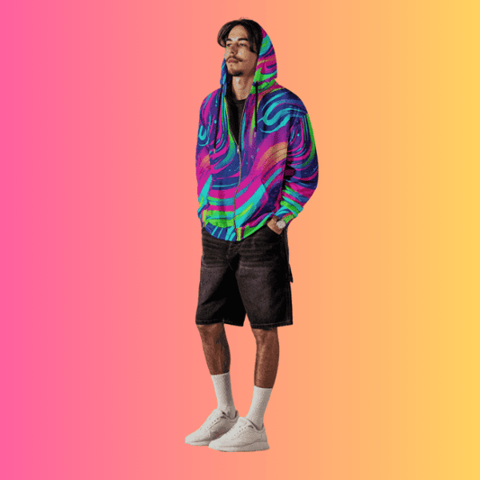 Vibrant Eco-Friendly Unisex Zip Hoodie for Festival Vibes