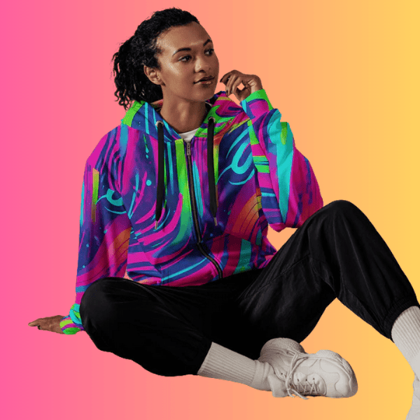 Vibrant Eco-Friendly Unisex Zip Hoodie for Festival Vibes