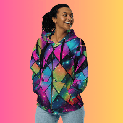 Eco-Friendly Unisex Zip Hoodie for Festivals and Raves