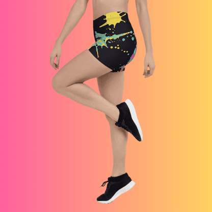 Vibrant Paint Splatter Festival Shorts for EDM Lovers