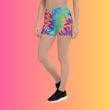 Vibrant Neon Tie-Dye Dance Shorts for EDM Festivals