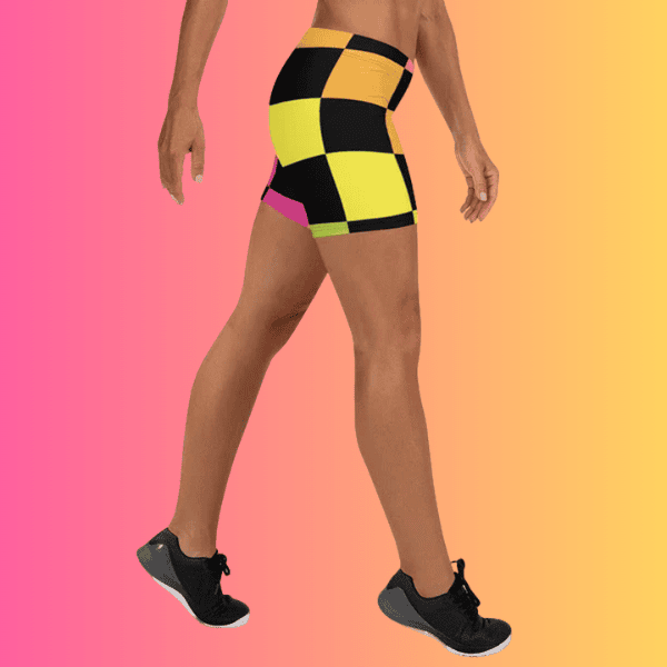 Vibrant Rainbow Check Festival Shorts for Ultimate EDM Vibes