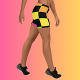 Vibrant Rainbow Check Festival Shorts for Ultimate EDM Vibes