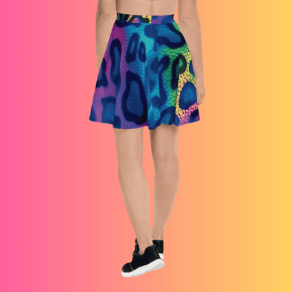 Neon Leopard Skater Skirt for Raves and Festivals