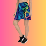 Neon Leopard Skater Skirt for Raves and Festivals
