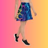 Neon Leopard Skater Skirt for Raves and Festivals