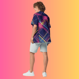 Custom Plaid Button-Up Shirt for Raves and Festivals