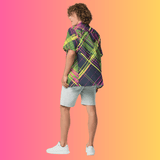 Vibrant Plaid Festival Button-Up Shirt