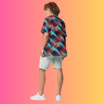 Vibrant Plaid Button-Up Shirt for Raves and Festivals