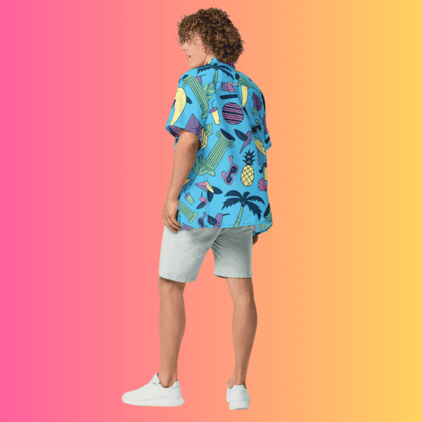 Vibrant Retro Button-Up Shirt for Rave and Festival Vibes