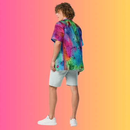 Alcohol Ink Button Shirt for Raves and Festivals - EDMFestieGear.com