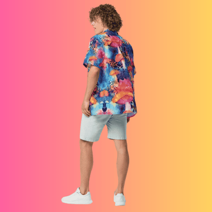 Playful Mushroom Button Shirt for Rave and Festival Vibes