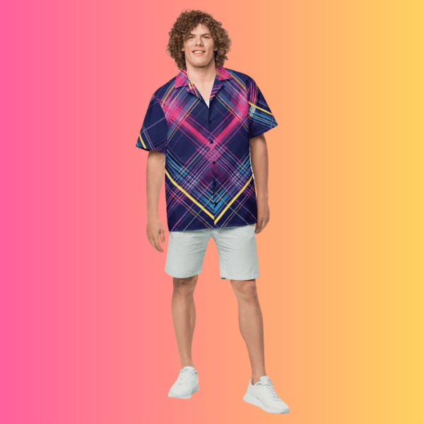 Custom Plaid Button-Up Shirt for Raves and Festivals