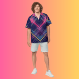 Custom Plaid Button-Up Shirt for Raves and Festivals