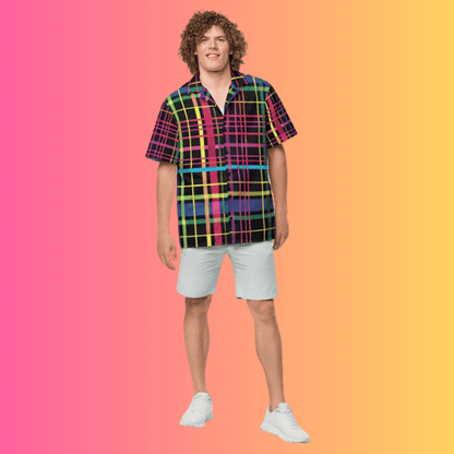 Festival-Ready Playful Plaid Button-Up Shirt for Ravers