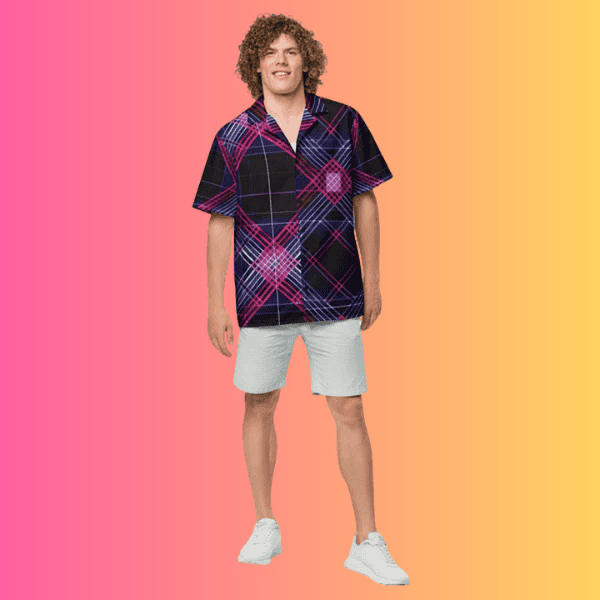 Dynamic Plaid Button-Up Shirt for Rave Lovers