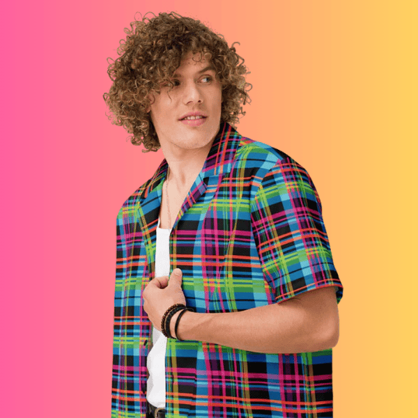 Vibrant Plaid Button-Up Shirt for Festival Vibes