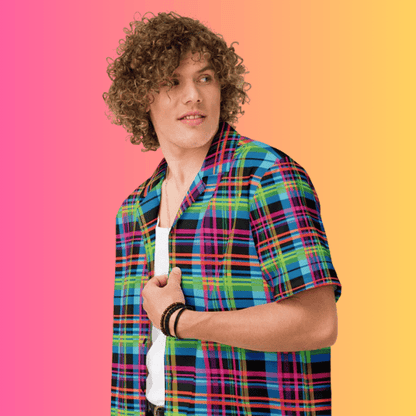 Vibrant Plaid Button-Up Shirt for Festival Vibes