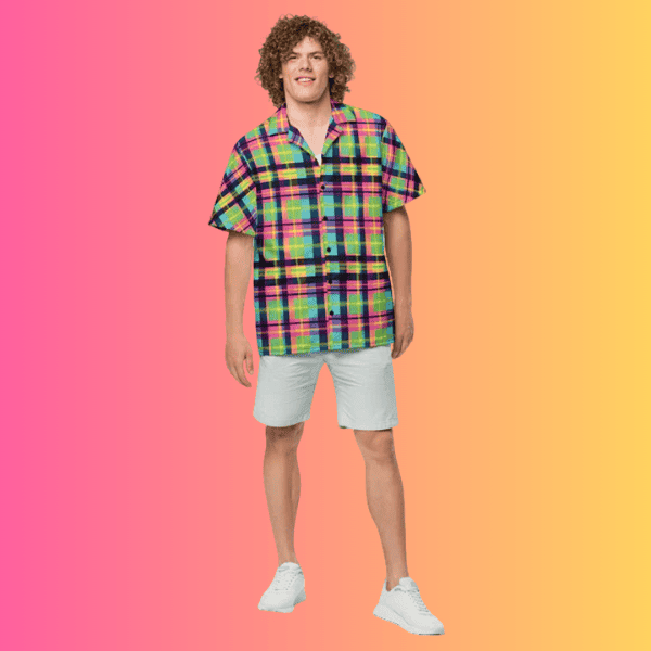 Custom Plaid Button-Up Shirt for Raves and Festivals