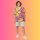 Psychedelic Retro Button-Up Shirt for Rave Festivals