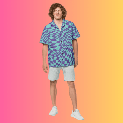 Vibrant Checkered Button-Up Shirt for Raves and Festivals