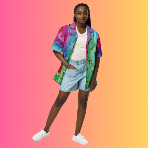 Alcohol Ink Button Shirt for Raves and Festivals - EDMFestieGear.com
