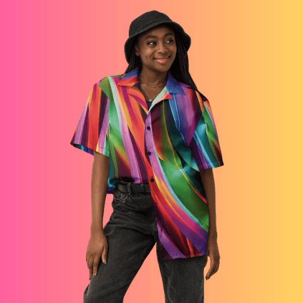 Neon Swirl Rave Button-Up Shirt for EDM Lovers