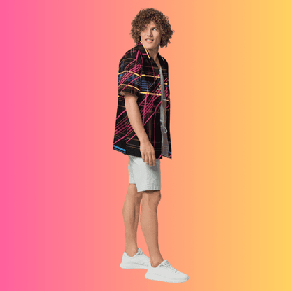 Vibrant Plaid Button-Up Shirt for Rave and Festival Vibes