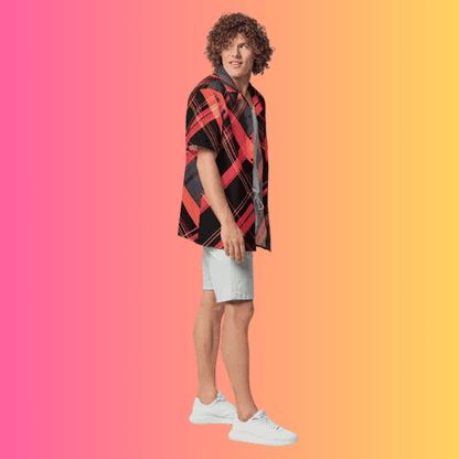 Vibrant Plaid Button-Up Shirt for Festivals & Raves